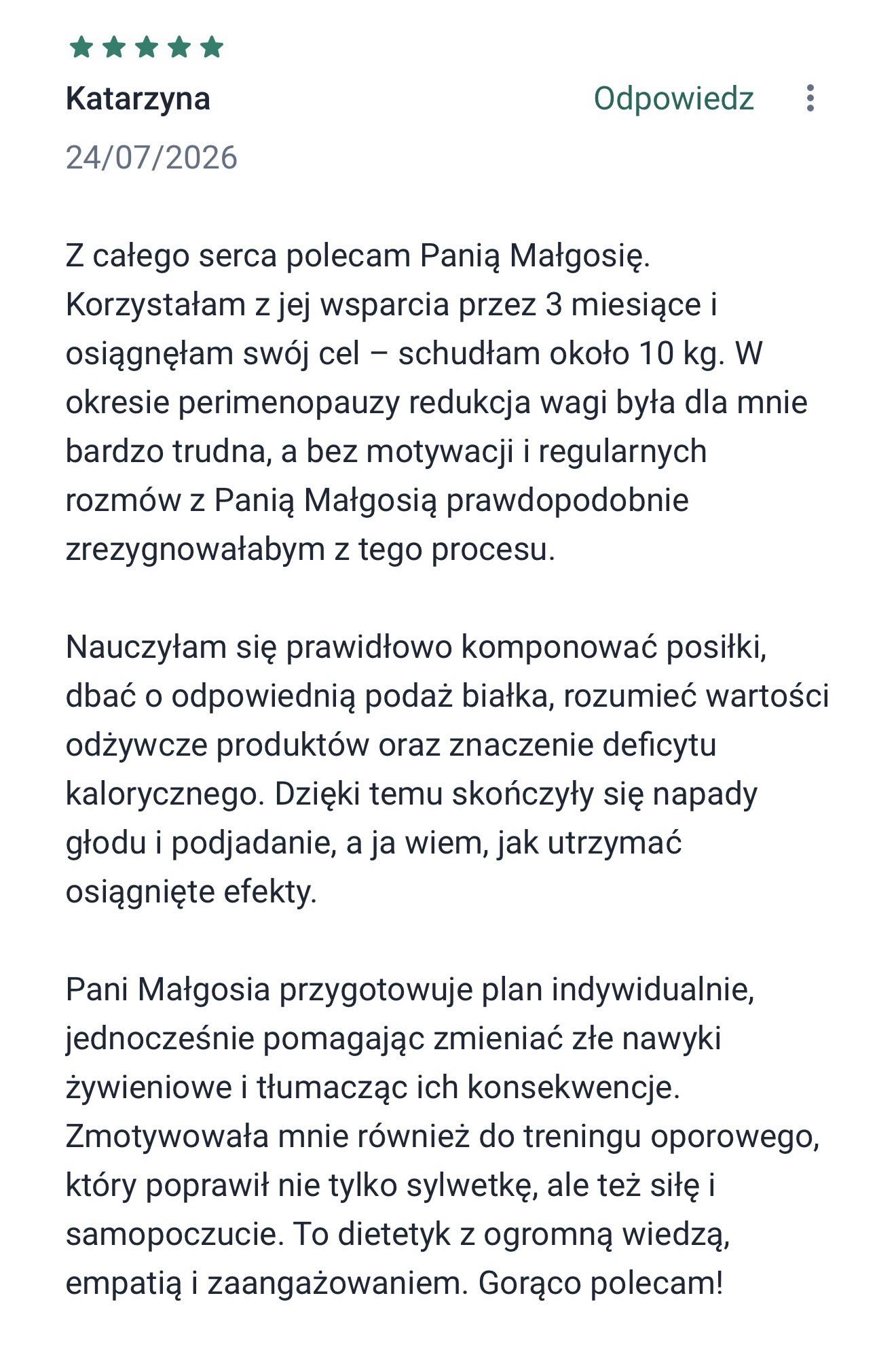 Opinia klientki: Katarzyna